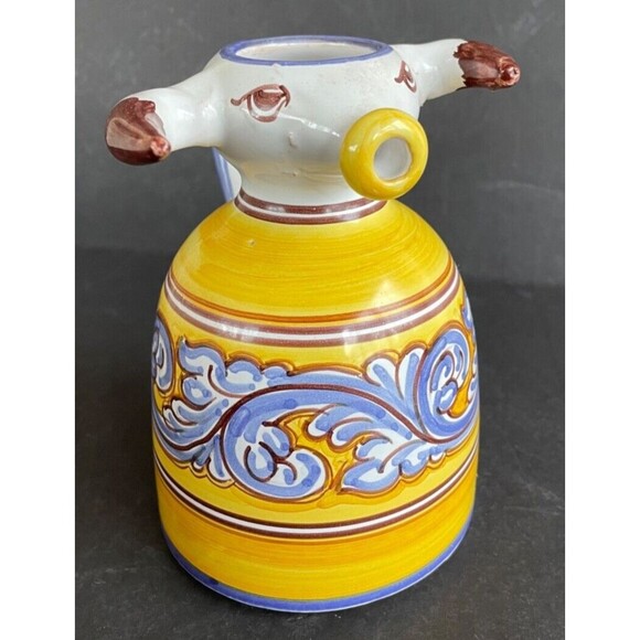 Spanish Bull Milk Pitcher Creamer Picasso Style Art Pottery Signed Espana Unique - Picture 9 of 11